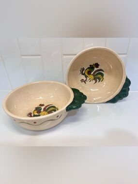 Metlox Poppytrail California Provincial Green Rooster Individual Open Soup Bowl